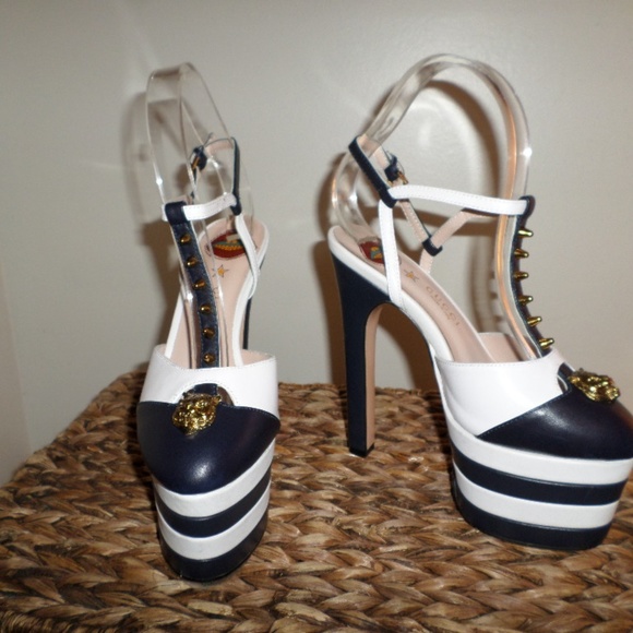 gucci angel leather platform pump